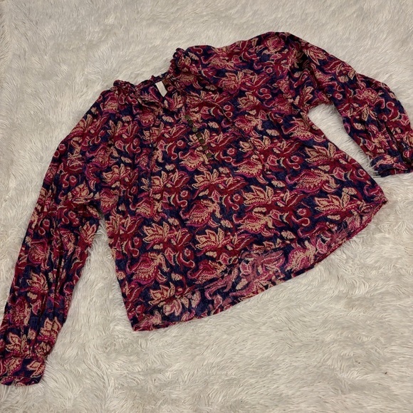 ANTHROPOLOGIE Pilcro Lucille Peasant paisley boho Blouse woman’s size small - Picture 3 of 13